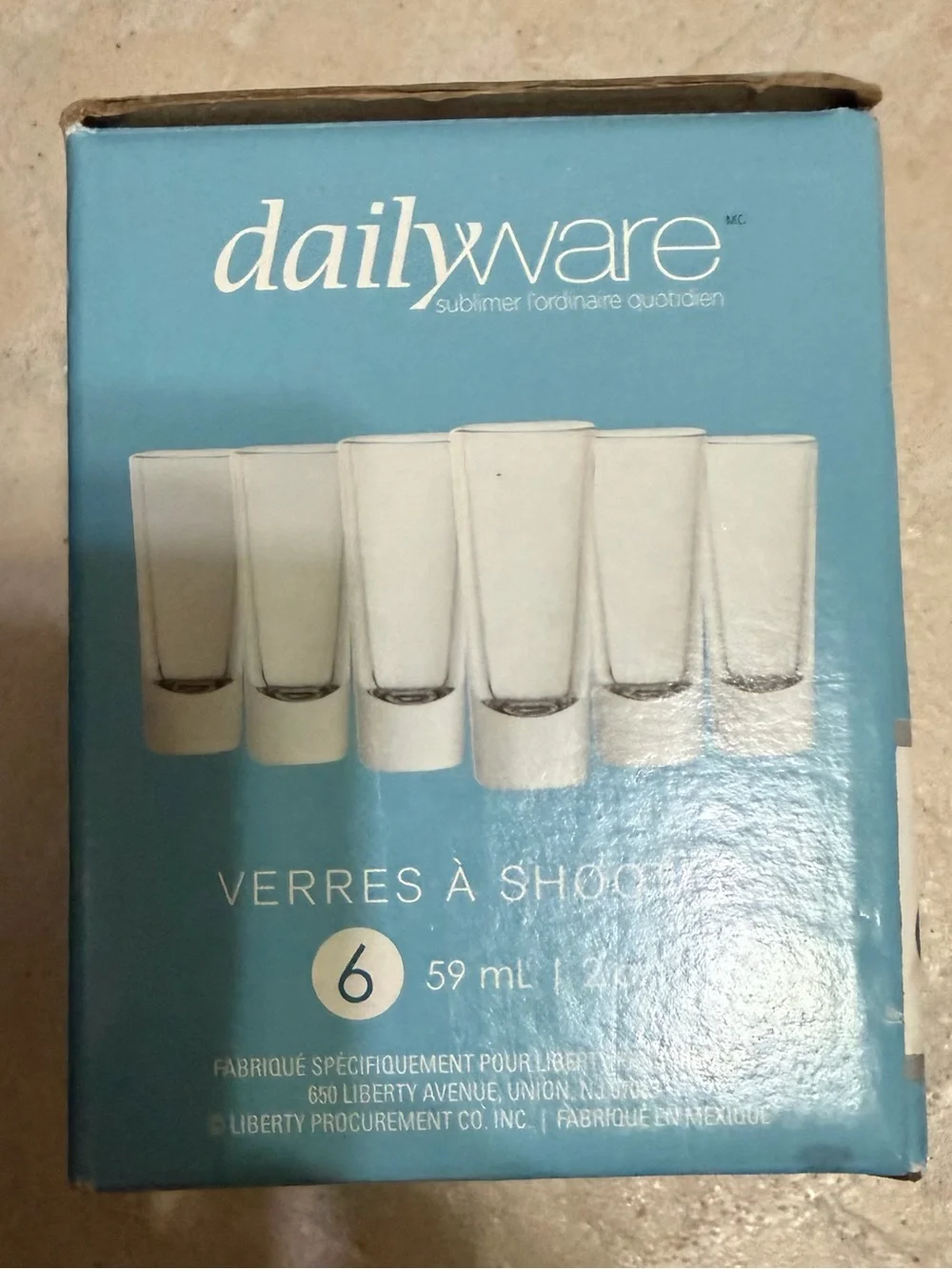 Dailyware 6-Piece 2 oz Shot Glass Set Clear Glass Barware